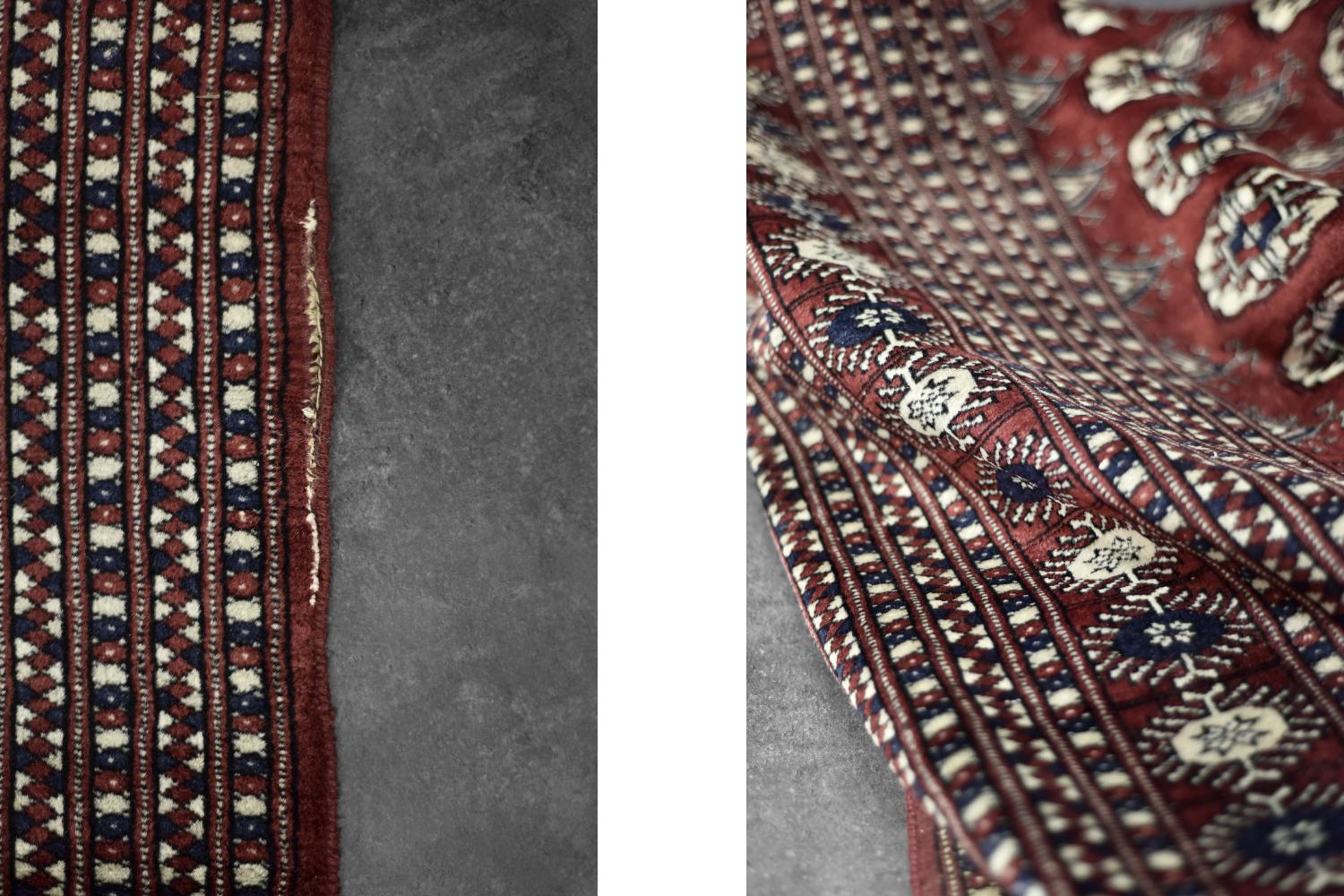 Vintage Red Hand-Woven Oriental Bokhara Rug, 1960s en vente 5