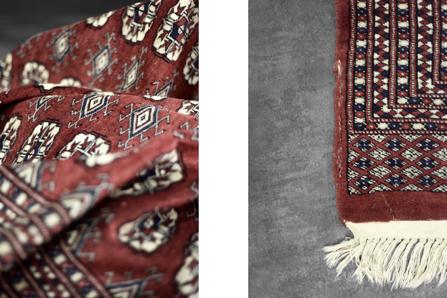 Vintage Red Hand-Woven Oriental Bokhara Rug, 1960s en vente 6