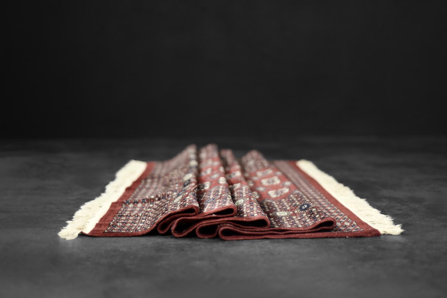 Vintage Red Hand-Woven Oriental Bokhara Rug, 1960s en vente 7