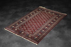 Vintage Red Hand-Woven Oriental Bokhara Rug, 1960s