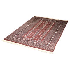 Vintage Red Hand-Woven Oriental Bokhara Rug, 1960s