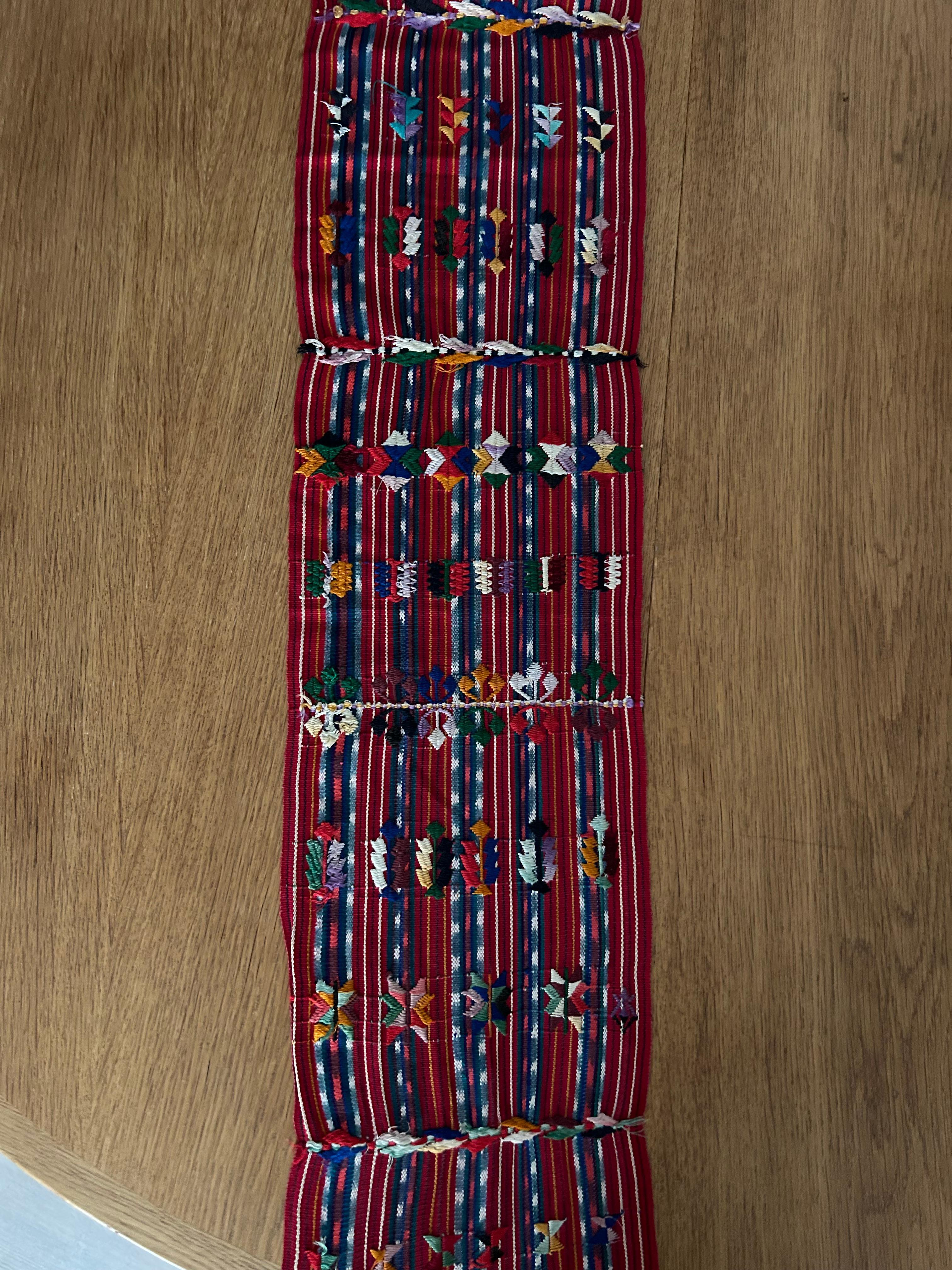 Vintage Red Handwoven Cotton Sash, Gutamala, 20th Century For Sale 6