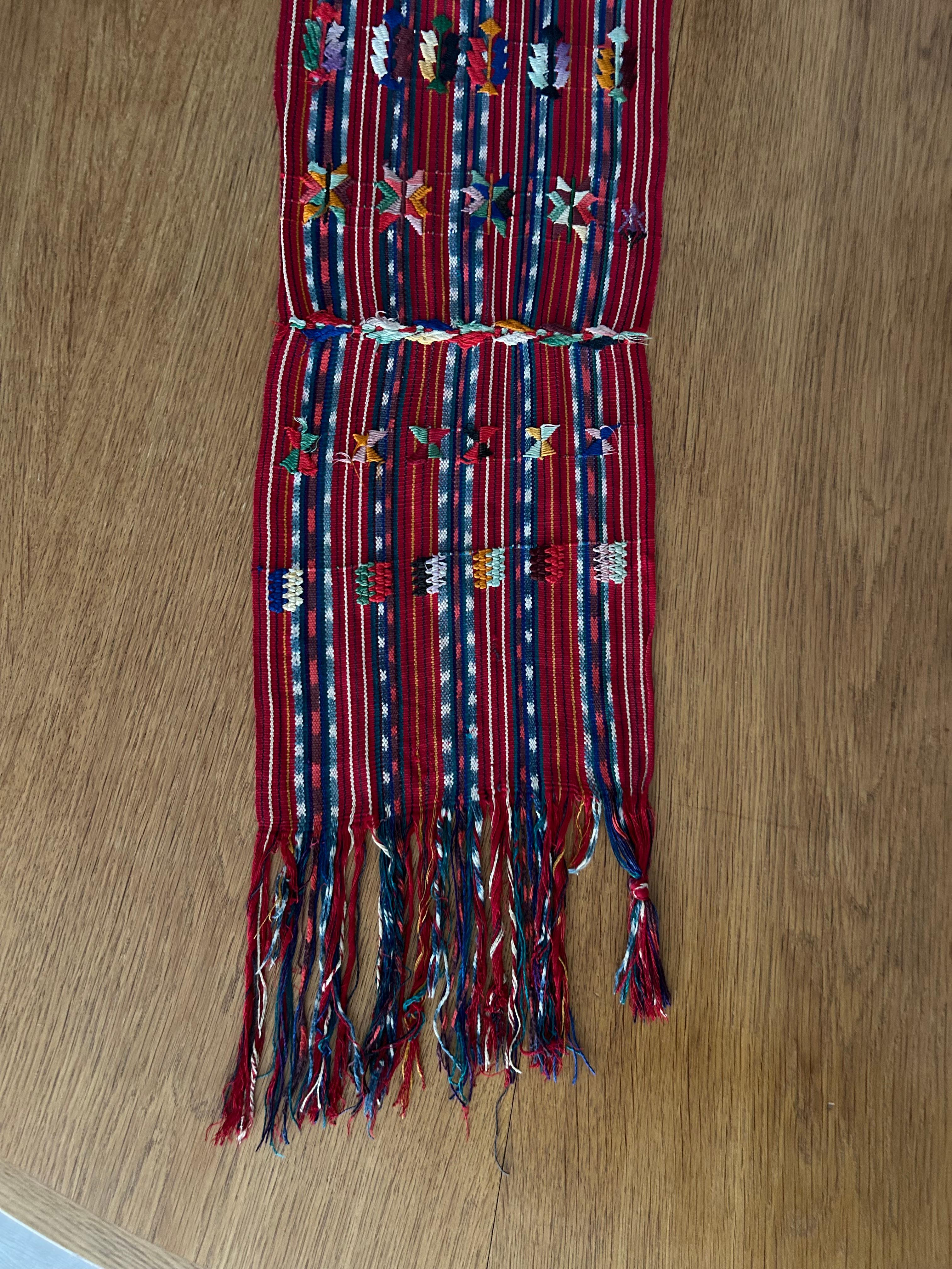 Vintage Red Handwoven Cotton Sash, Gutamala, 20th Century For Sale 8