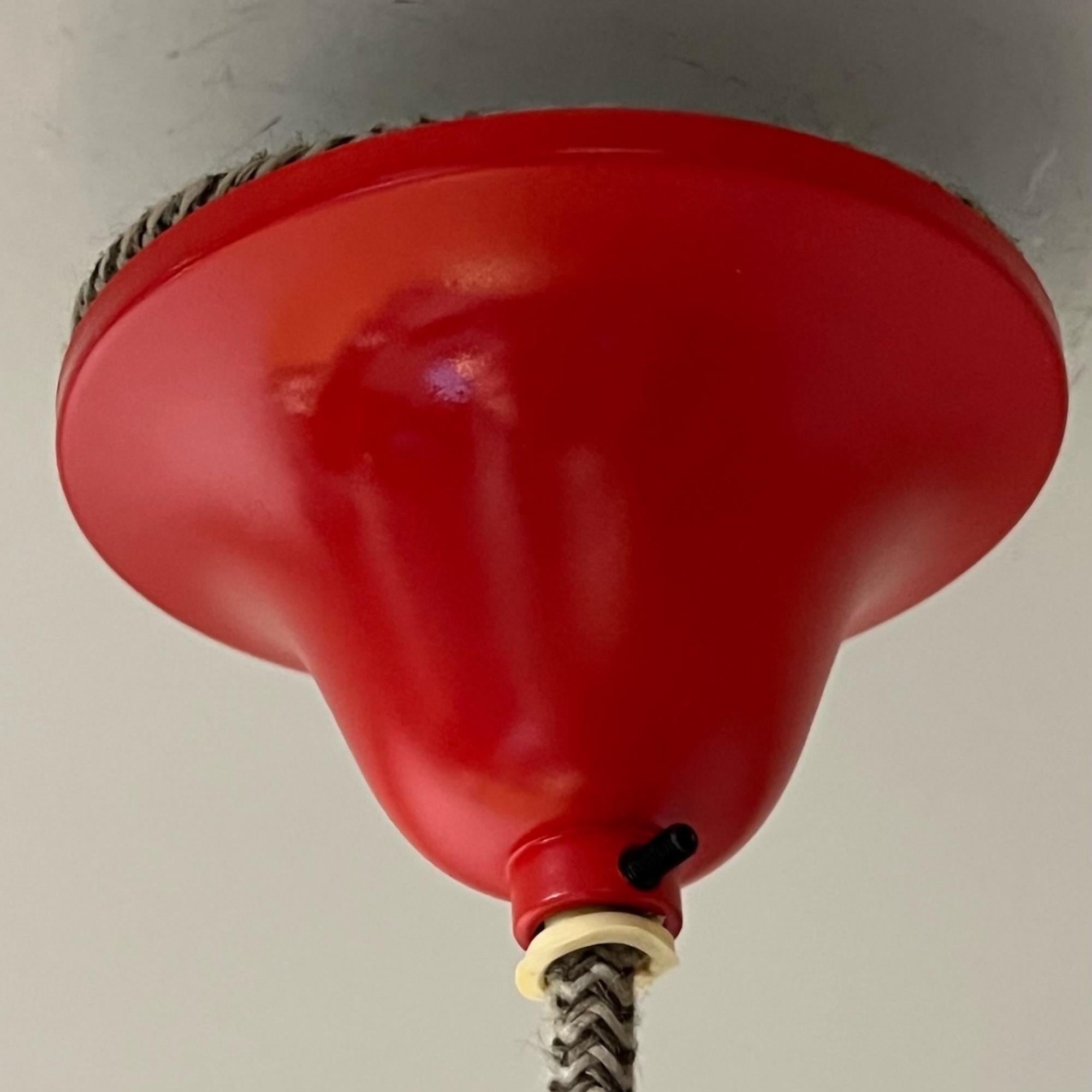 Mid-Century Modern Vintage Red Hanging Lamp with Switch from Stilnovo, 1960s For Sale