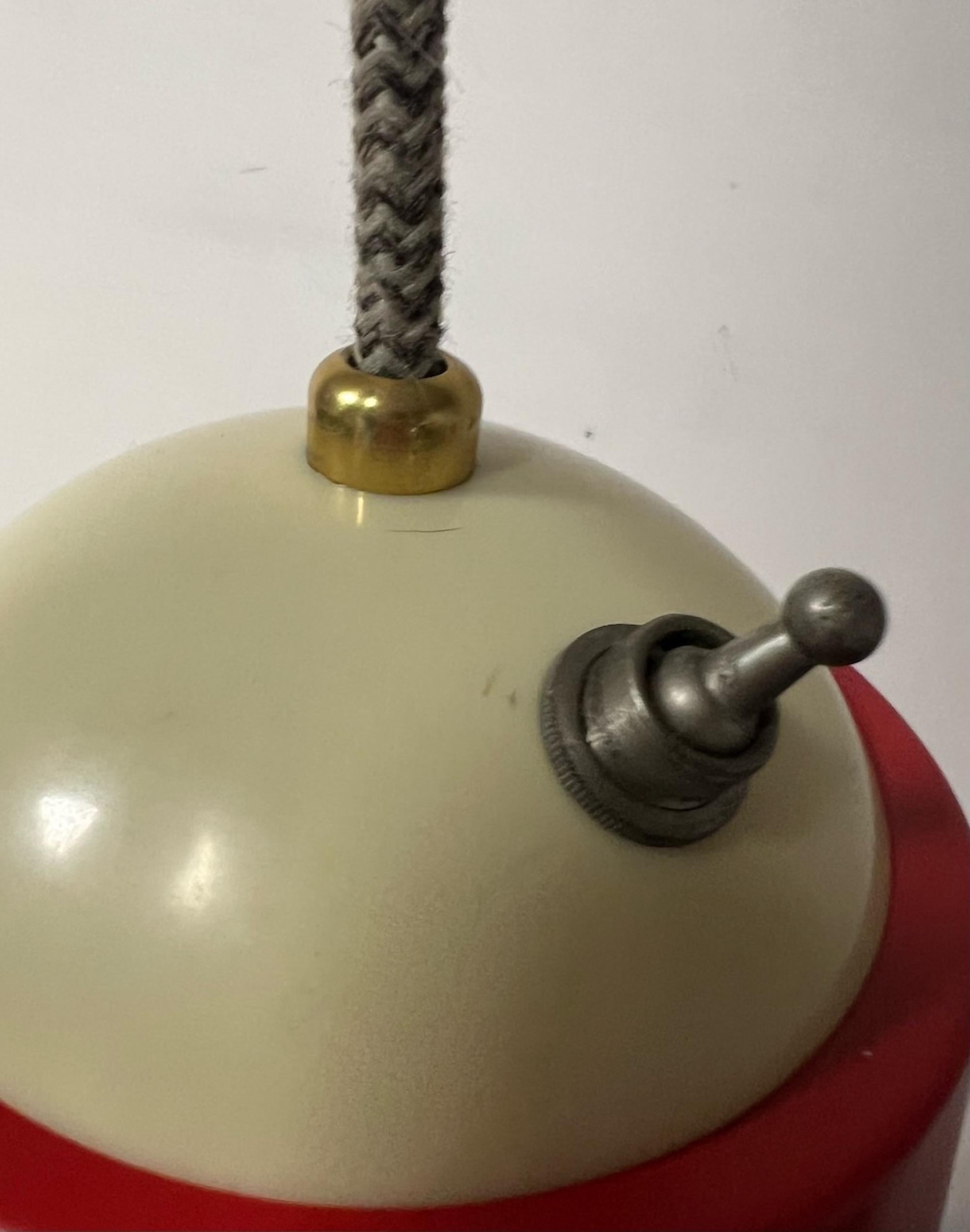 Mid-20th Century Vintage Red Hanging Lamp with Switch from Stilnovo, 1960s For Sale