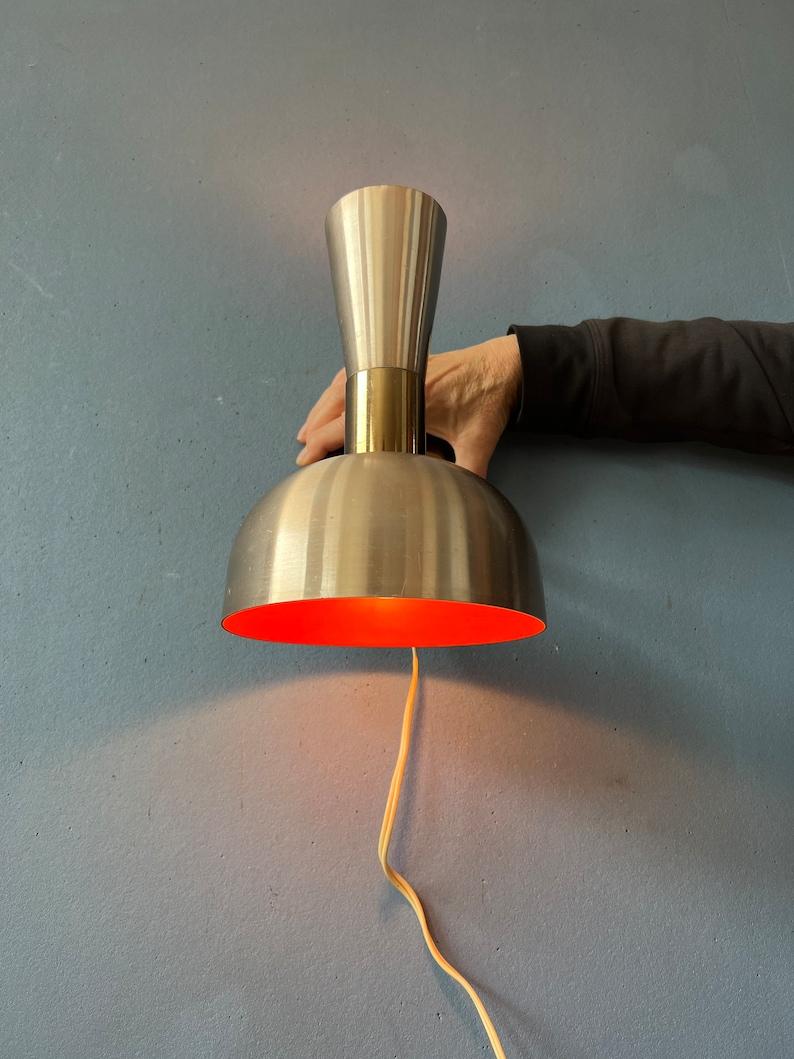Vintage Red Herda Diabolo Wall Lamp Copper Space Age Lamp In Good Condition For Sale In ROTTERDAM, ZH