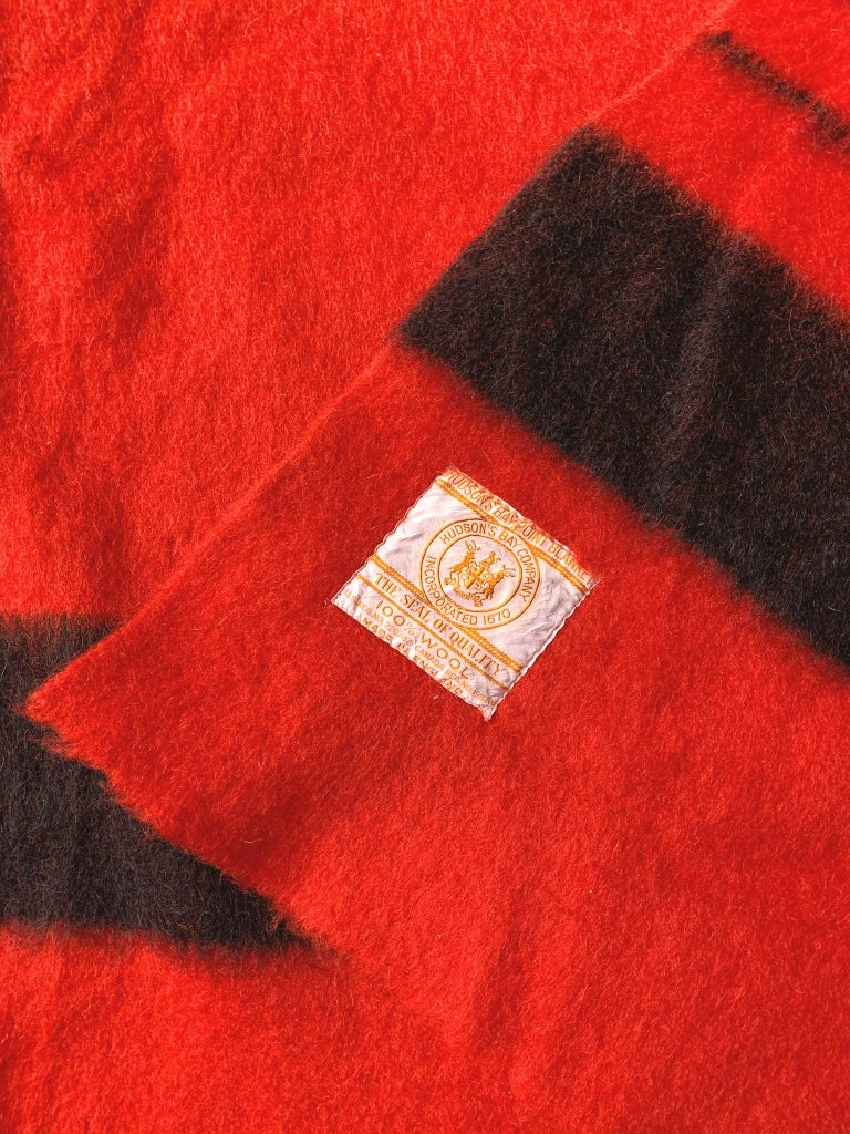 Vintage Red Hudson's Bay Company Point Blanket at 1stDibs