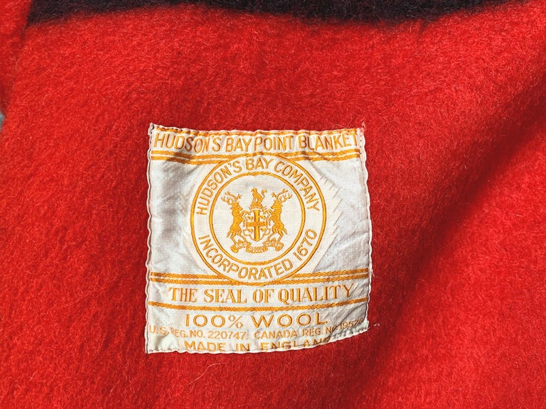 Vintage Red Hudson's Bay Company Point Blanket at 1stDibs