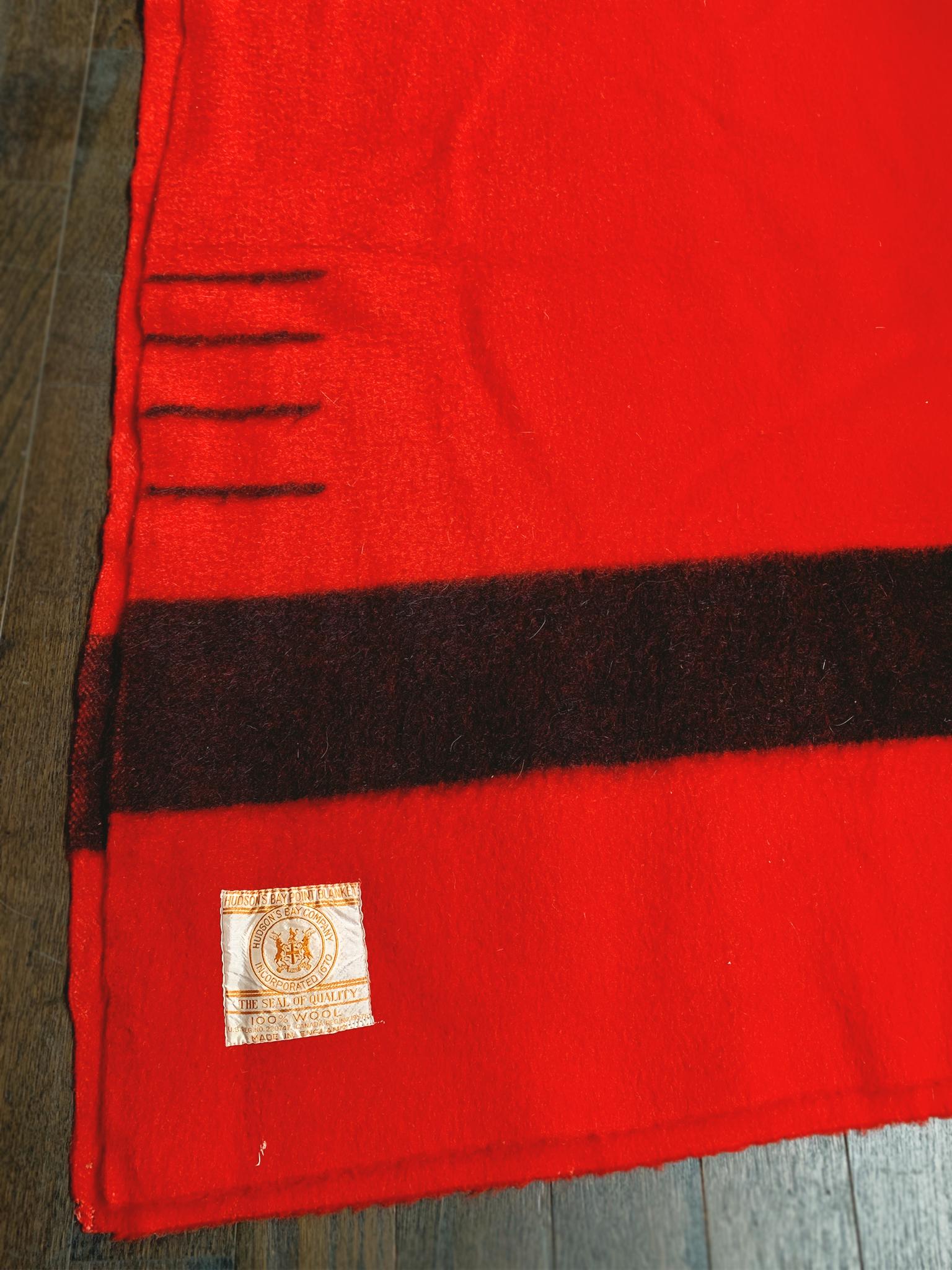 English Vintage Red Hudson's Bay Company Point Blanket