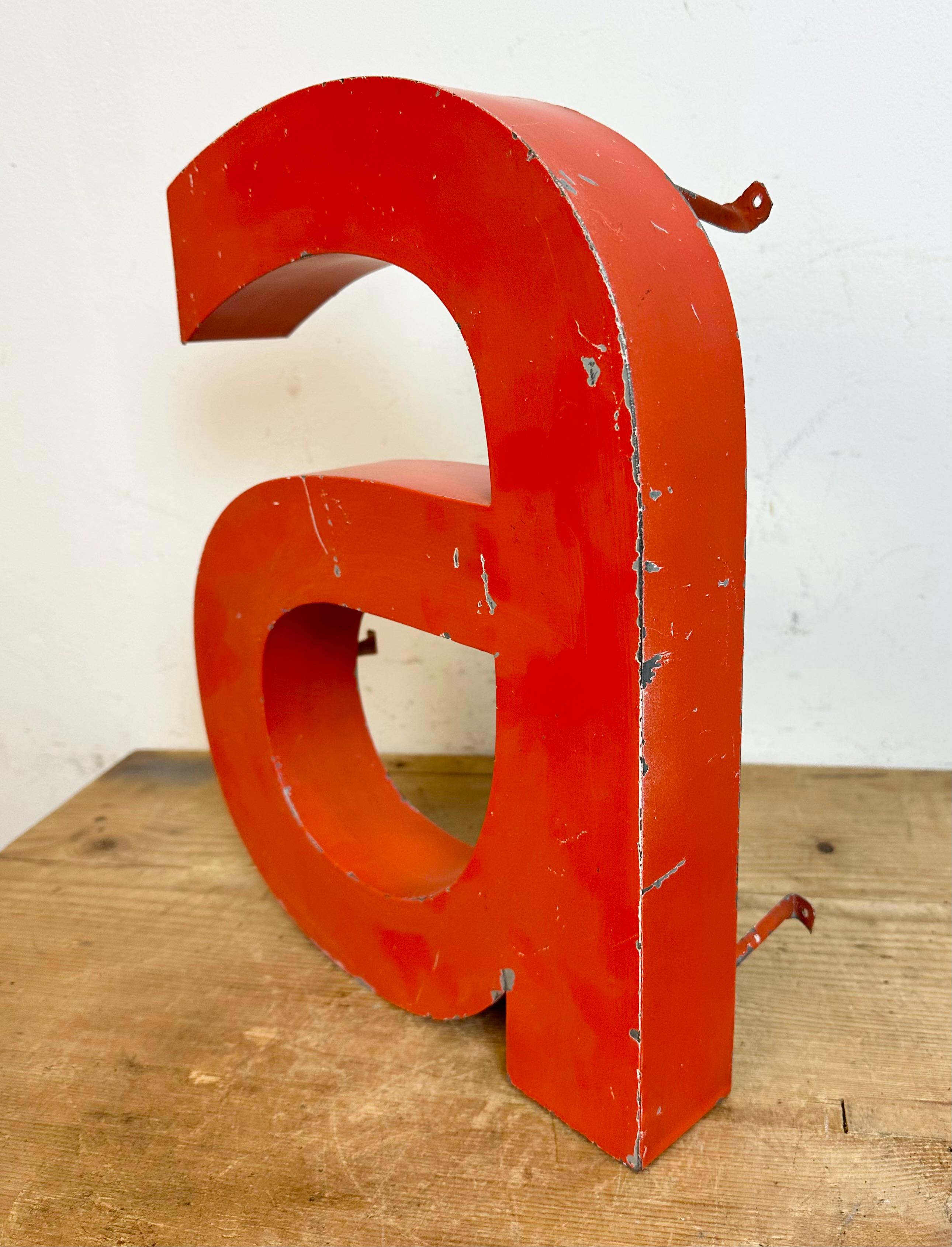 Italian Vintage Red Iron Facade Letter A, 1970s