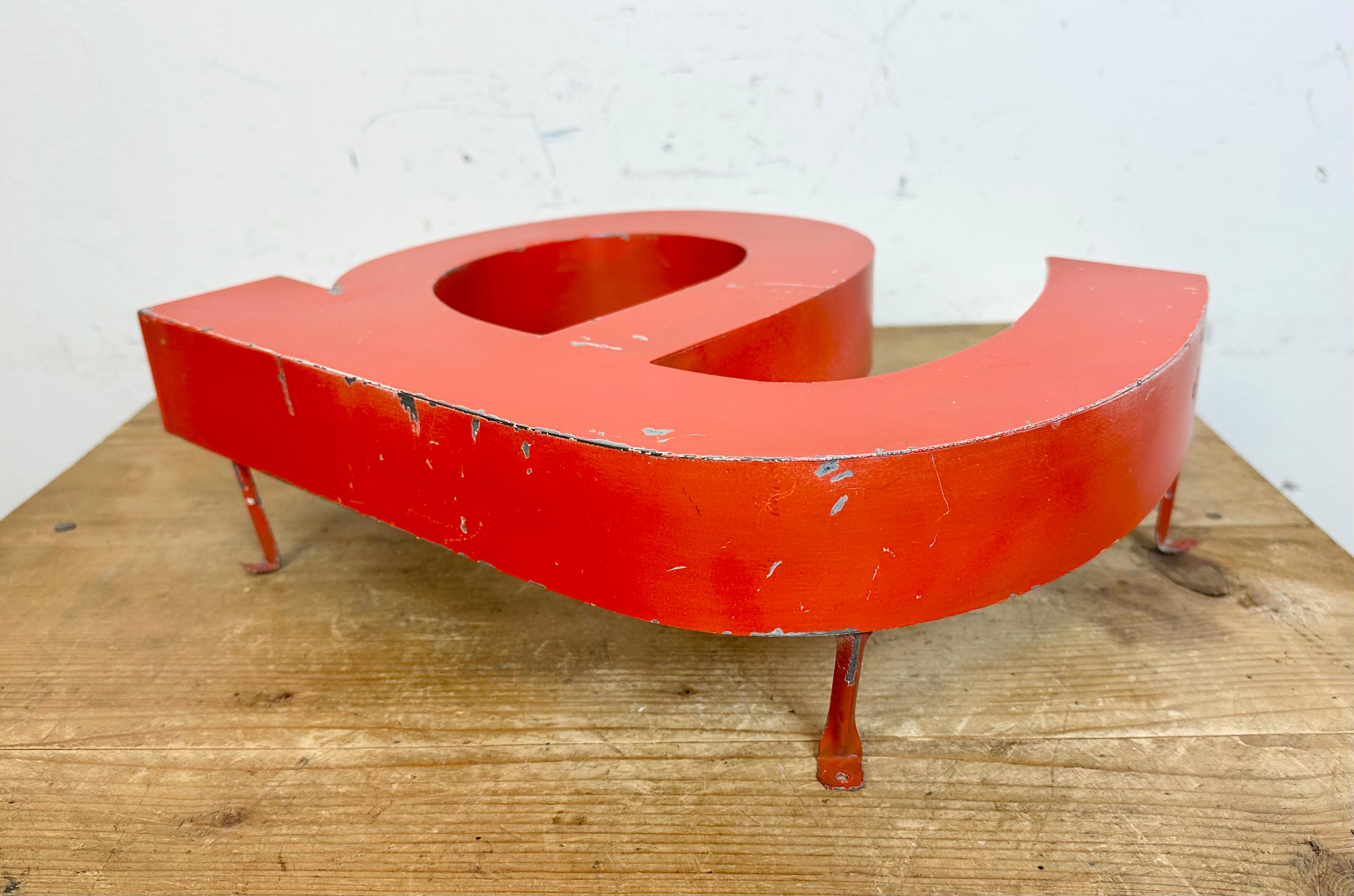 Vintage Red Iron Facade Letter A, 1970s 3
