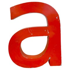 Vintage Red Iron Facade Letter A, 1970s