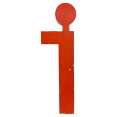 Vintage Red Iron Facade Letter I,  1970s
