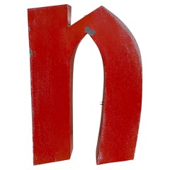 Vintage Roter Eisenfakat Buchstabe N, 1970er Jahre