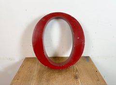 Vintage Red Iron Facade Letter O , 1970s