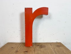 Vintage Red Iron Facade Letter R ,  1970s
