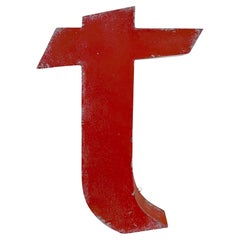 Letter T vintage en facart rouge, 1970