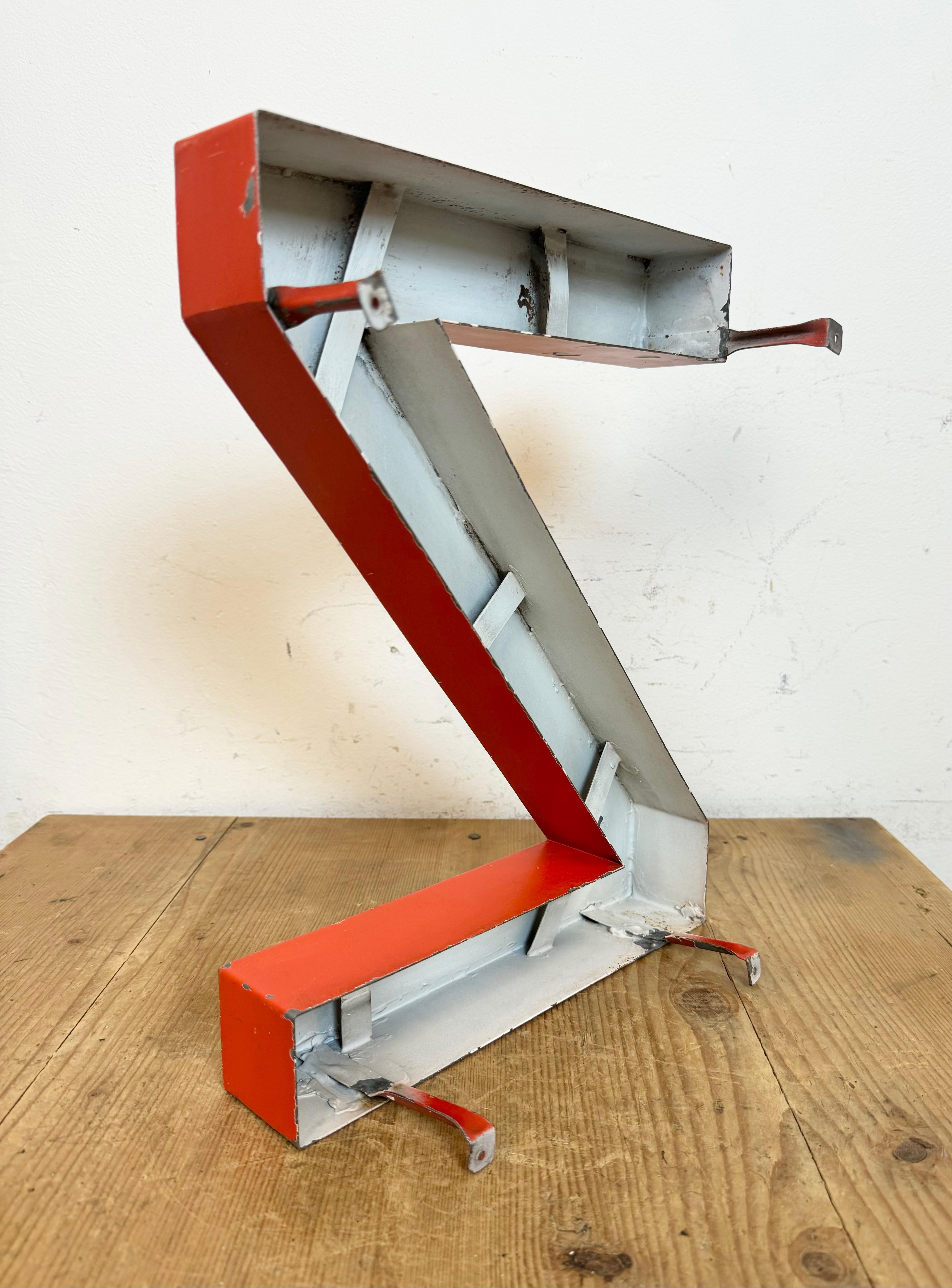 Vintage Red Iron Facade Letter Z, 1970s For Sale 8