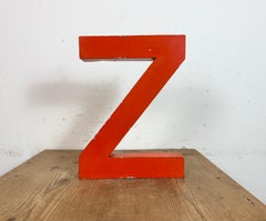 Vintage Red Iron Facade Letter Z, 1970s