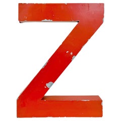 Vintage Red Iron Facade Letter Z, 1970s