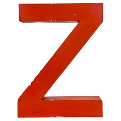 Vintage Red Iron Facade Letter Z, 1970s