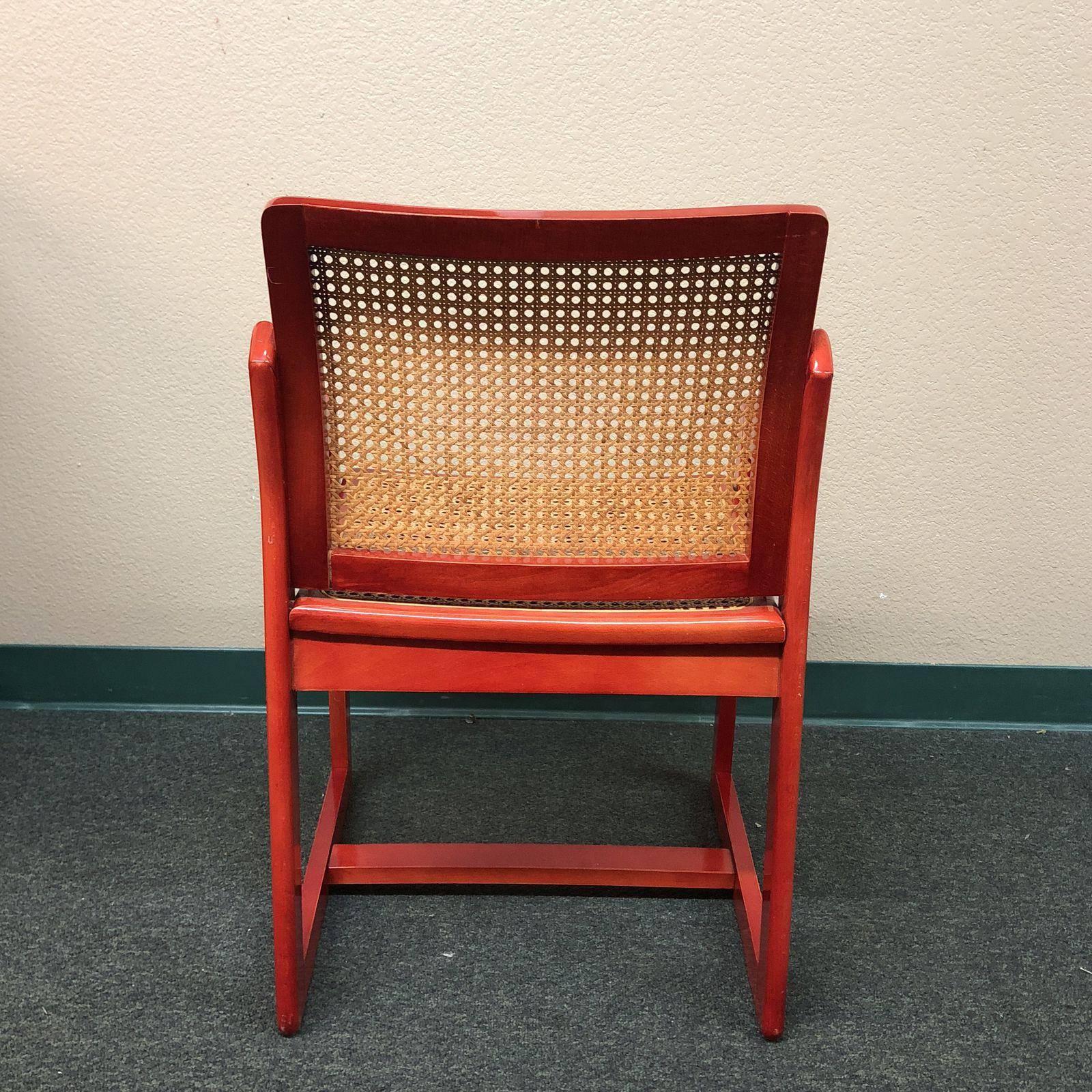 Vintage Red Italian Caned Chairs, Set of Six 3