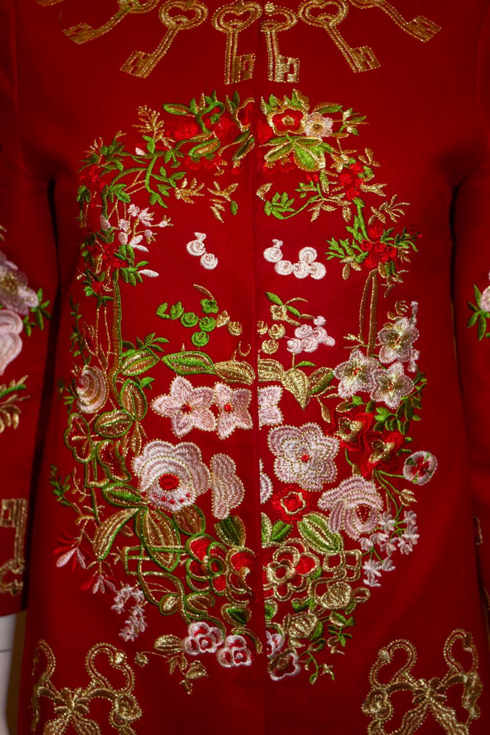 Vintage Red Jacket with Wonderful Gold Embroidery For Sale 1