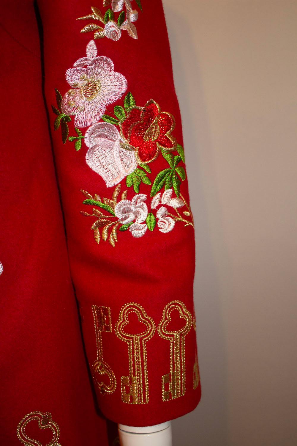 Vintage Red Jacket with Wonderful Gold Embroidery For Sale 2