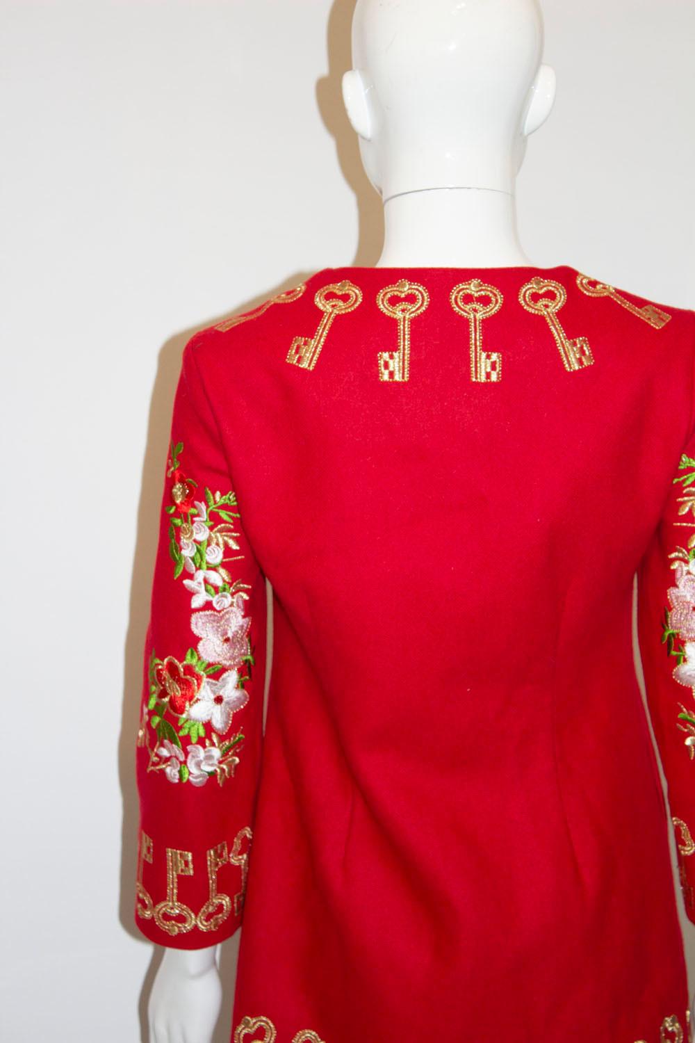 Vintage Red Jacket with Wonderful Gold Embroidery For Sale 3
