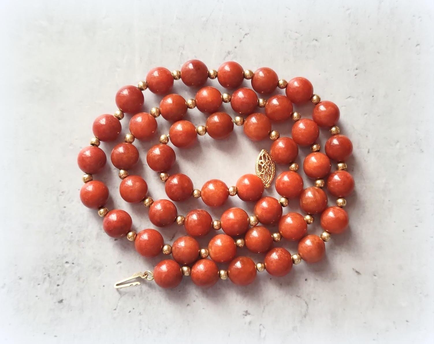 Bead Vintage Red Jade Necklace For Sale