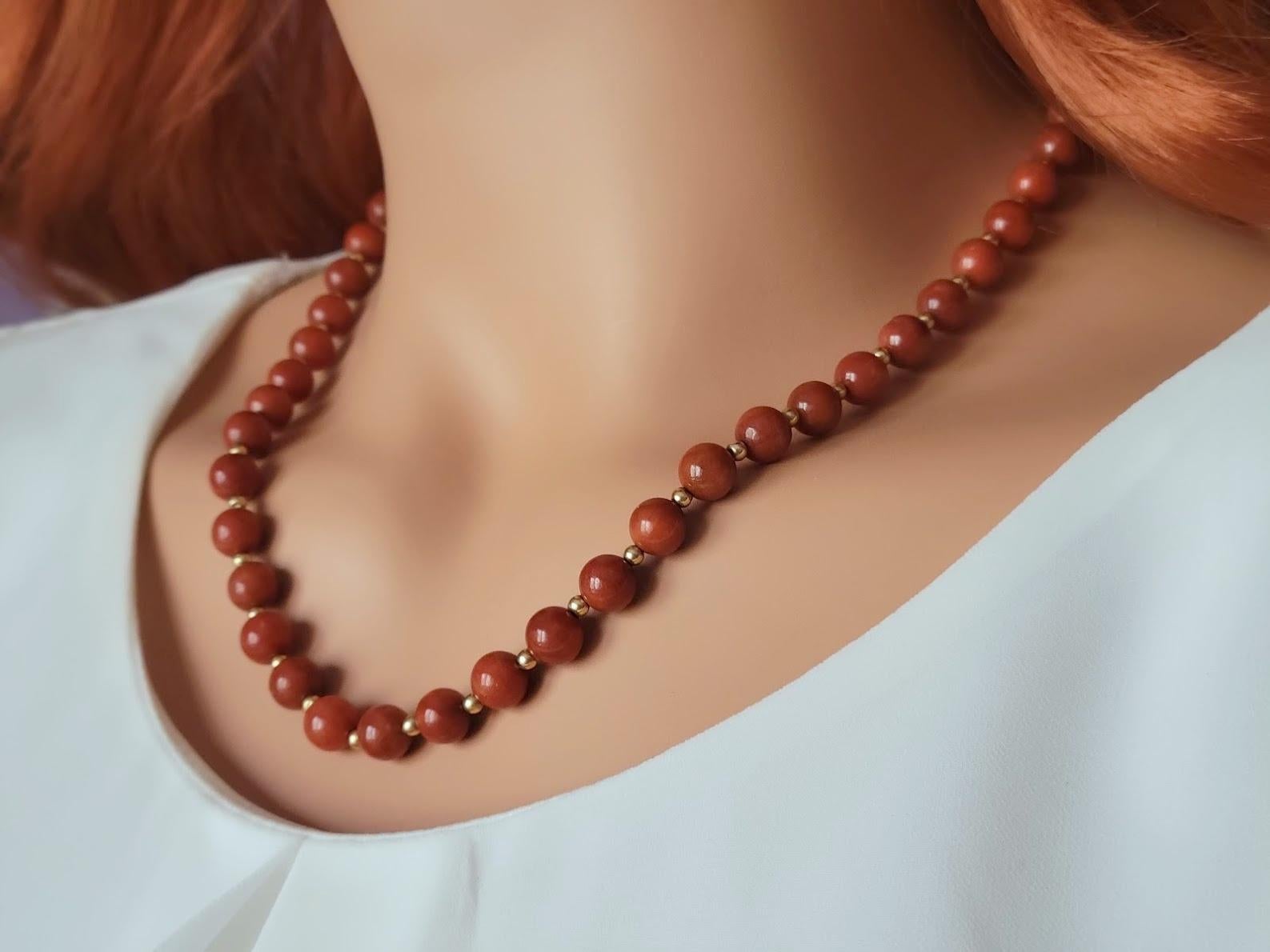 Women's Vintage Red Jade Necklace For Sale