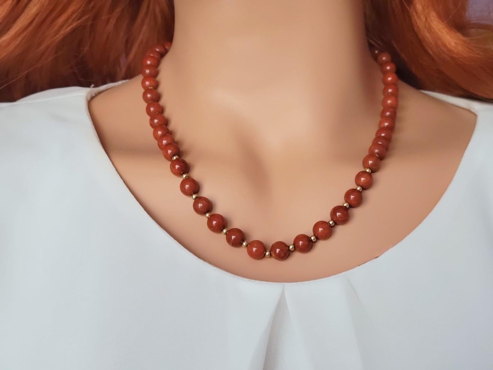 Bead Vintage Red Jade Necklace  For Sale