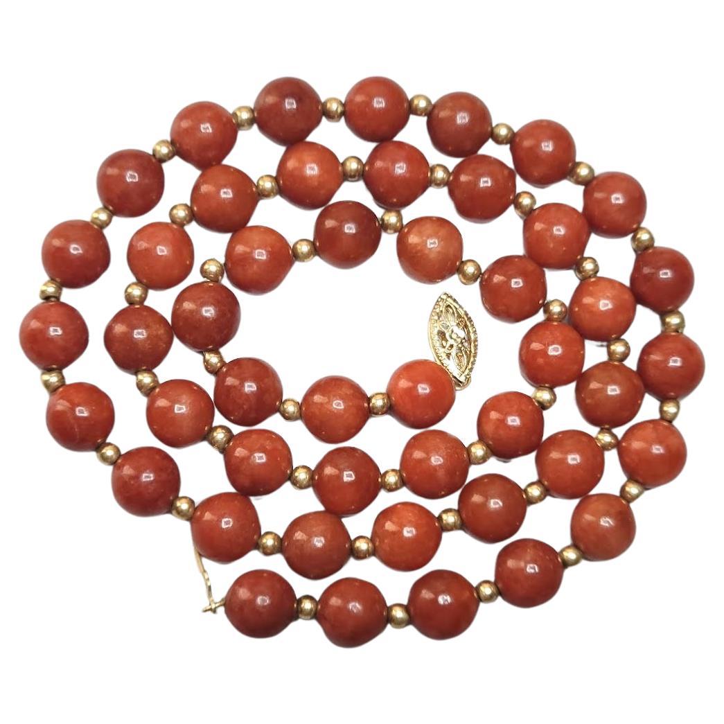 Vintage Red Jade Necklace For Sale