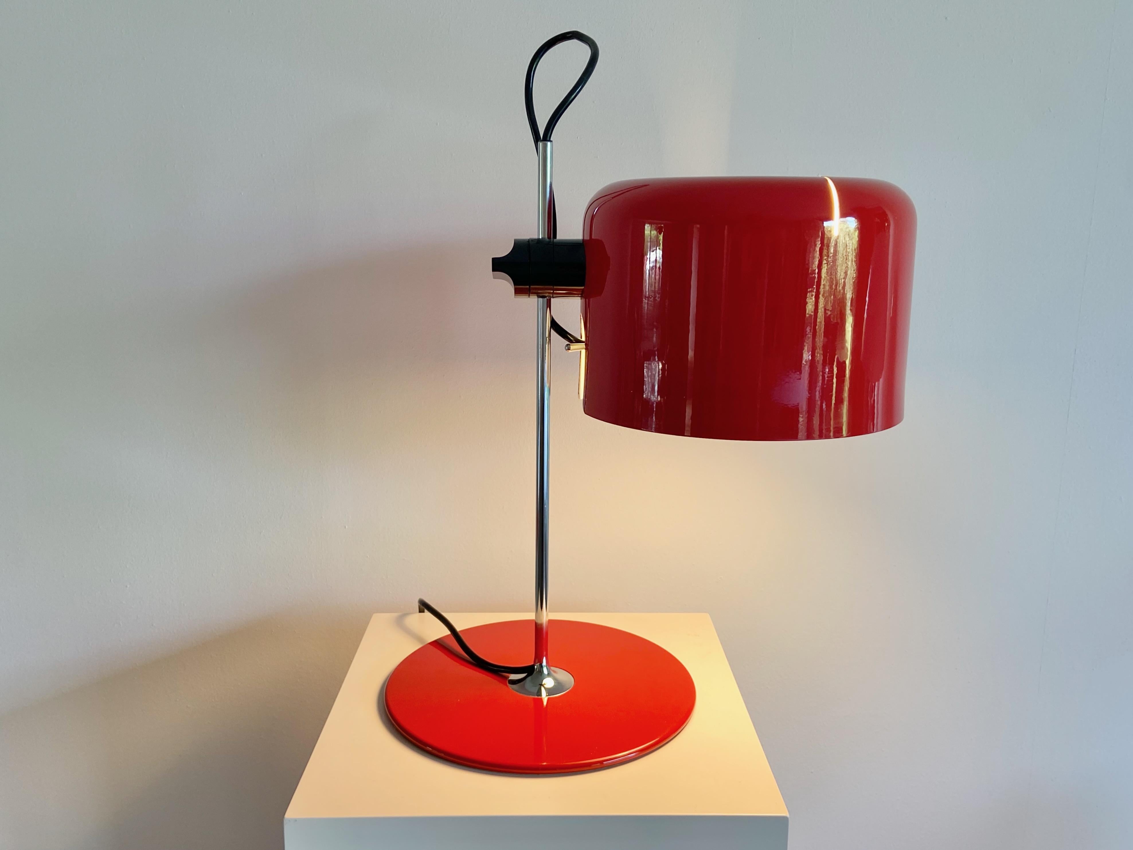 Vintage red Joe Colombo Table Lamp Coupe by Oluce 1967 Made in Italy 2