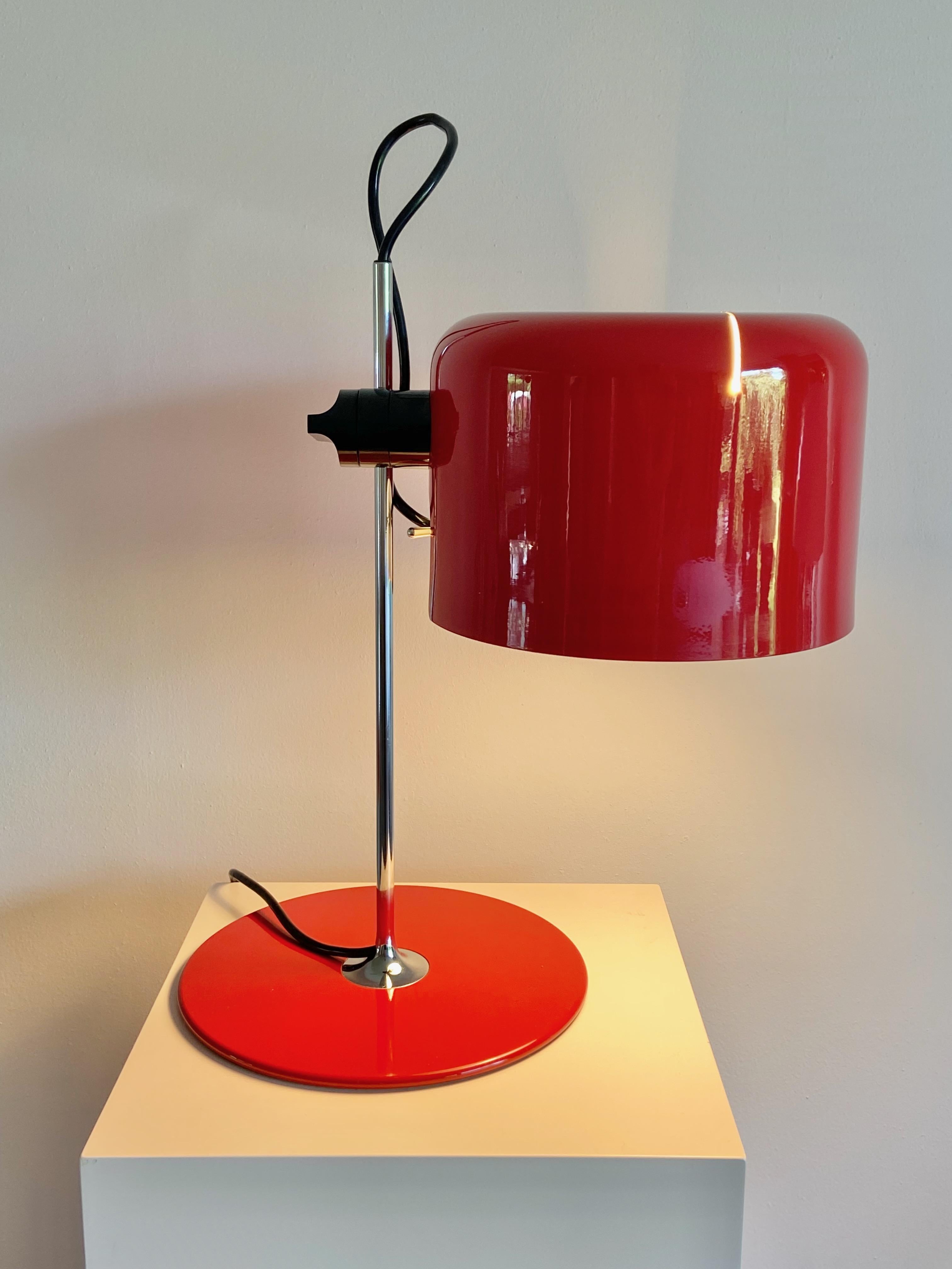 Vintage red Joe Colombo Table Lamp Coupe by Oluce 1967 Made in Italy 5