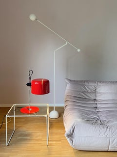 Vintage red Joe Colombo Table Lamp Coupe by Oluce 1967 Made in Italy