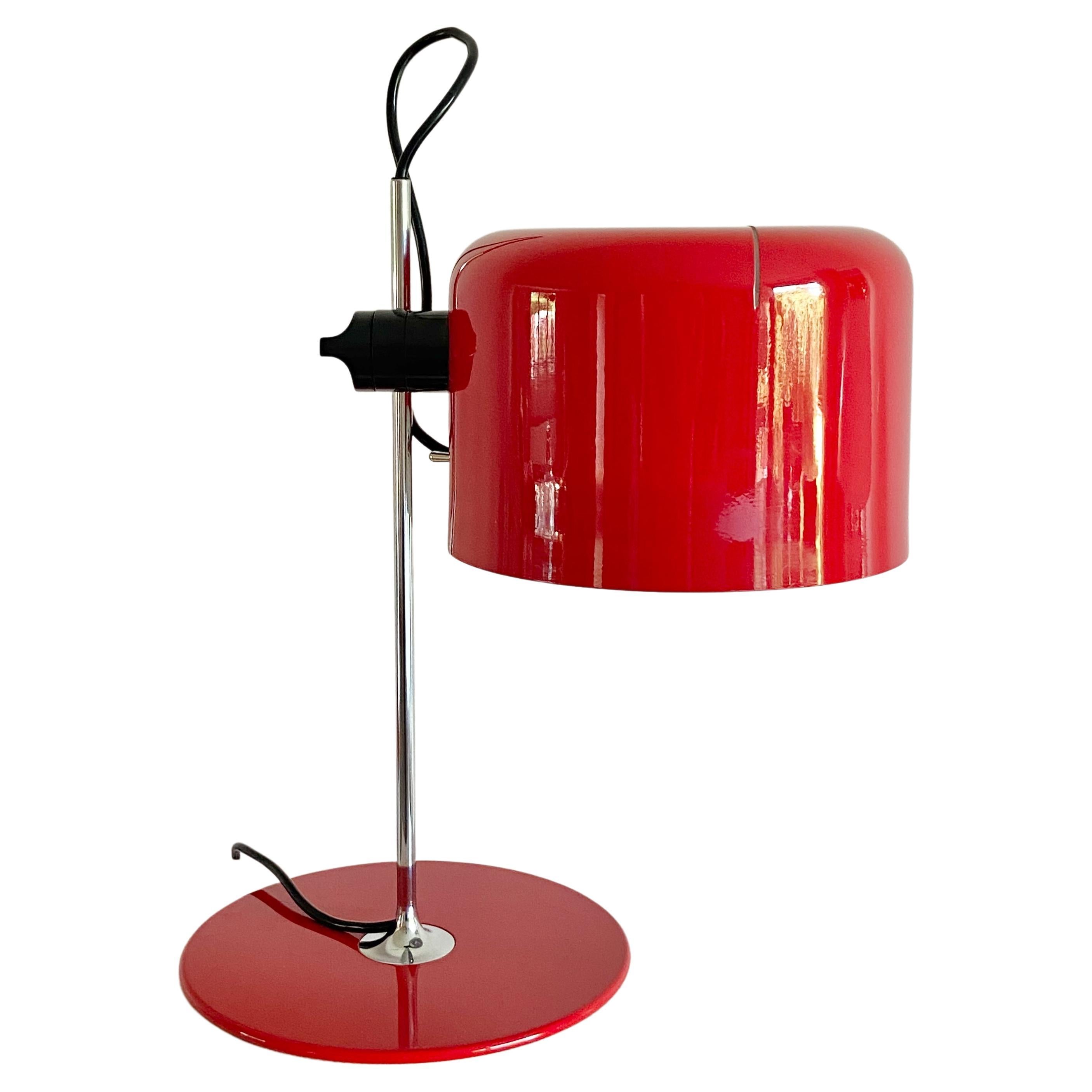 Vintage red Joe Colombo Table Lamp Coupe by Oluce 1967 Made in Italy