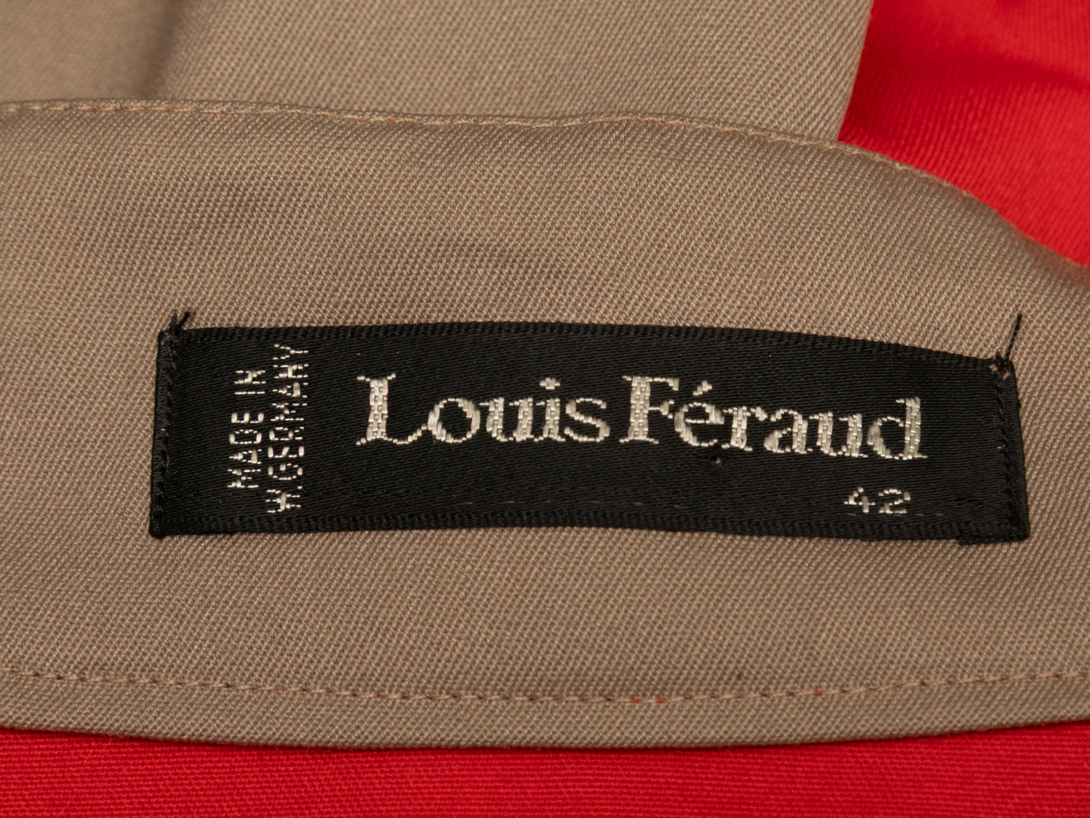 Rot & Khaki Louis Feraud Vintage Kleid mit Gürtel Größe FR 42 im Angebot 1