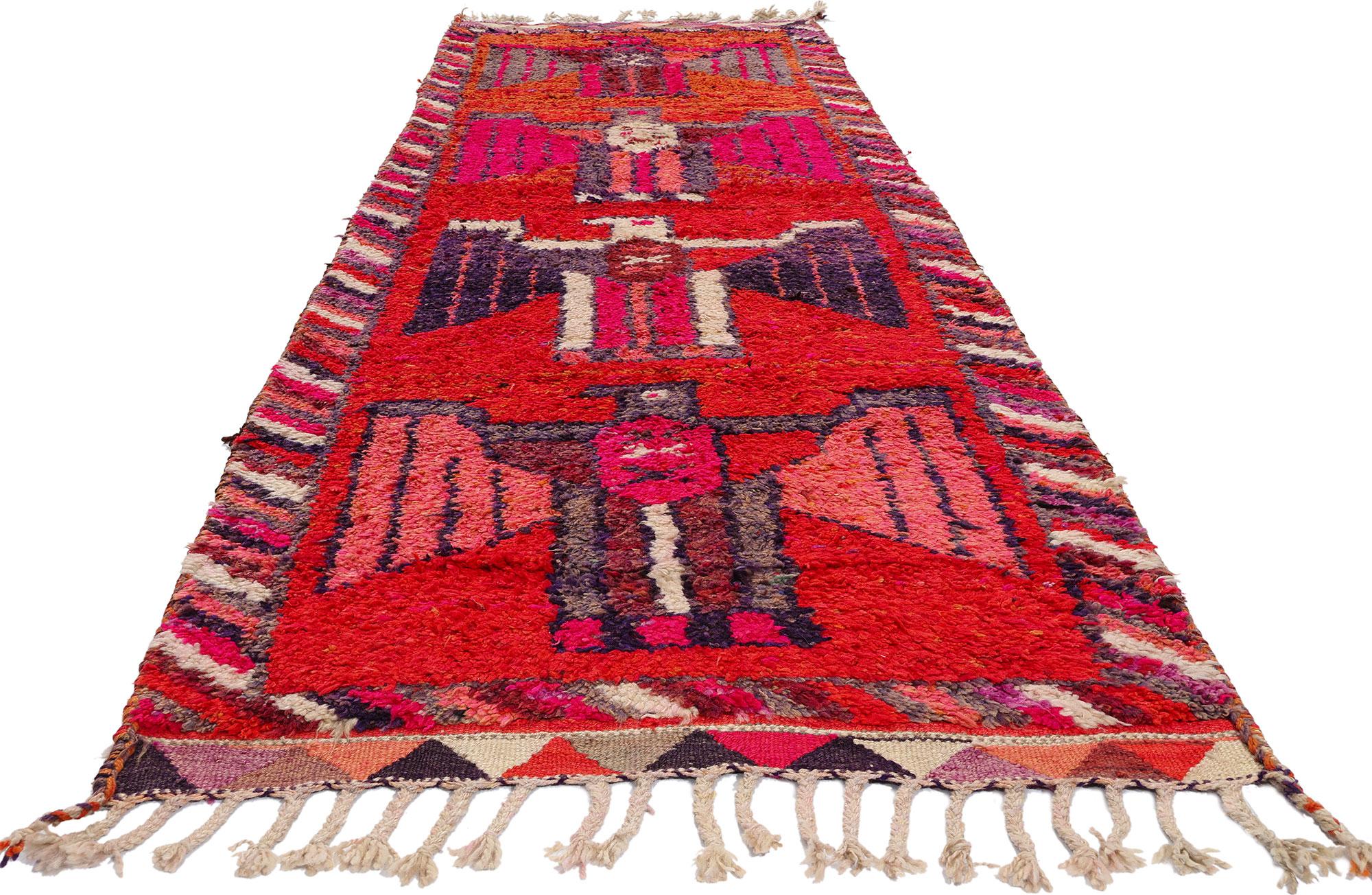 Bohemian Vintage Red Kurdish Eagle Pictorial Rug For Sale