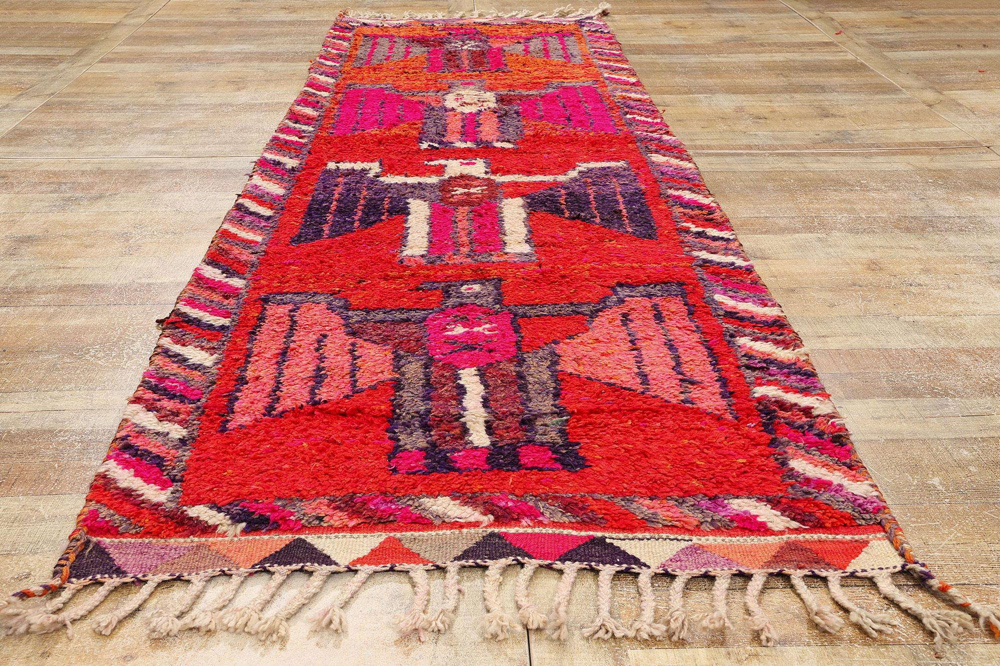 Wool Vintage Red Kurdish Eagle Pictorial Rug For Sale