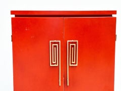 Vintage red lacquered cabinet, 1970s