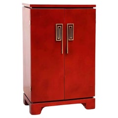 Vintage red lacquered cabinet, 1970s