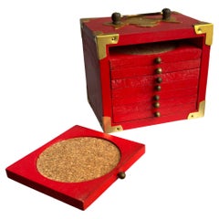 Posavasos Vintage Estilo Campaña Lacados en Rojo - Set de 8