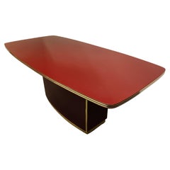 Vintage Red Lacquered Dining Table, 1970s