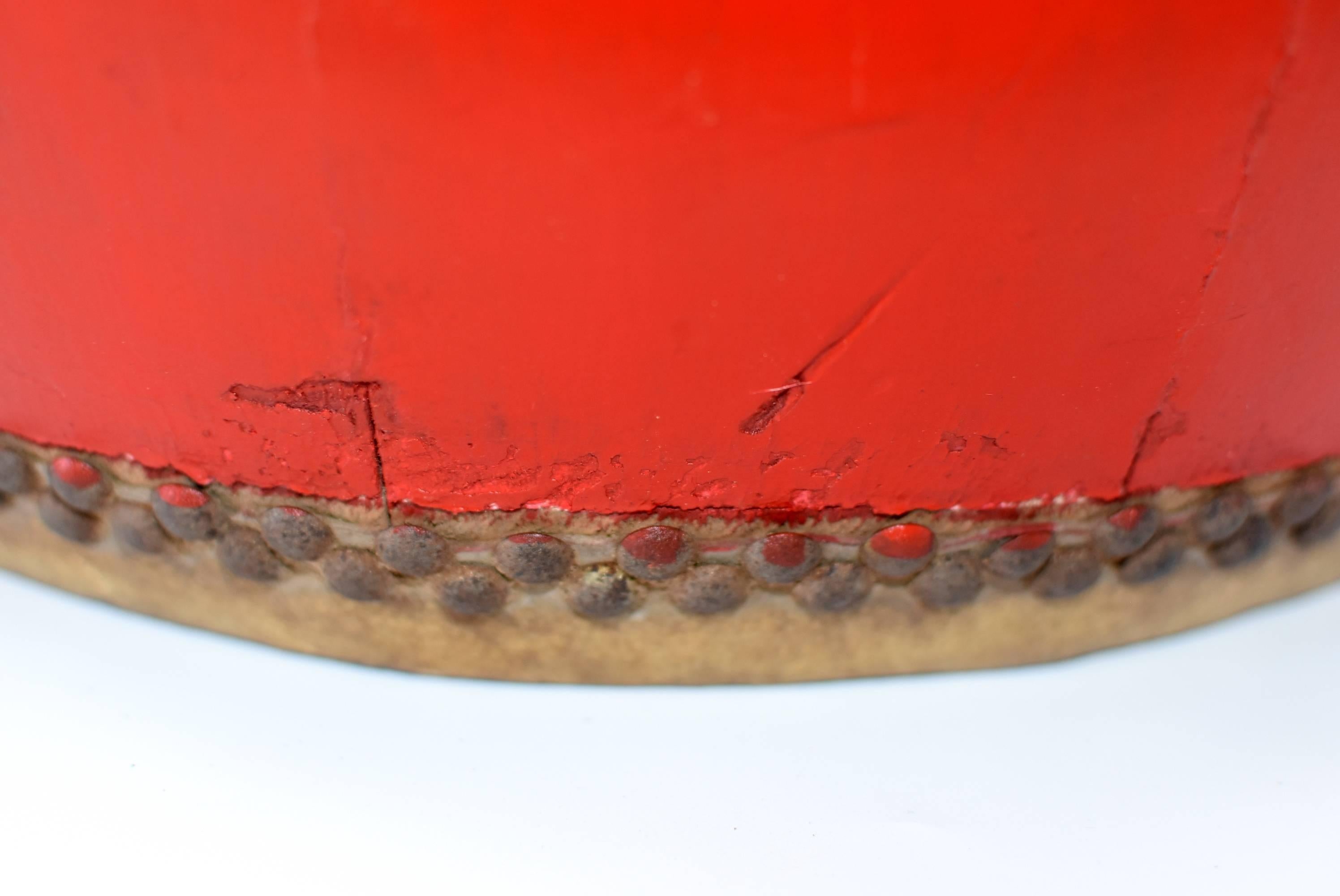 Vintage Red Lacquered Drum, Maker's Mark 4