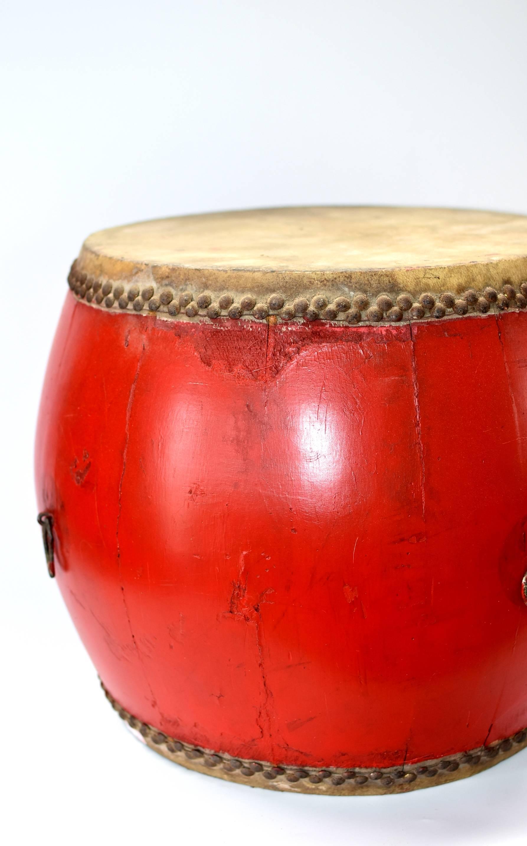 Vintage Red Lacquered Drum, Maker's Mark 7