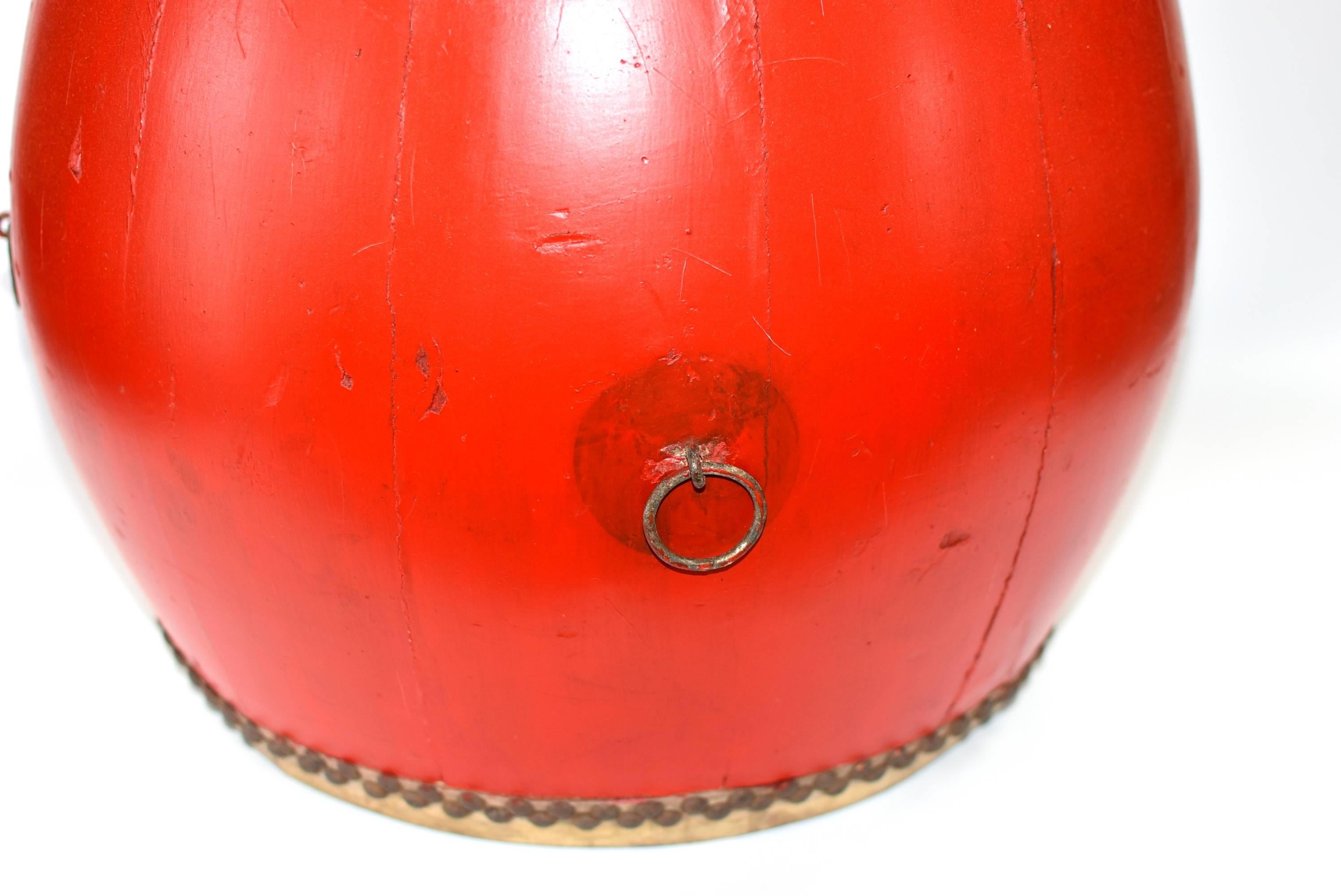 20th Century Vintage Red Lacquered Drum, Maker's Mark