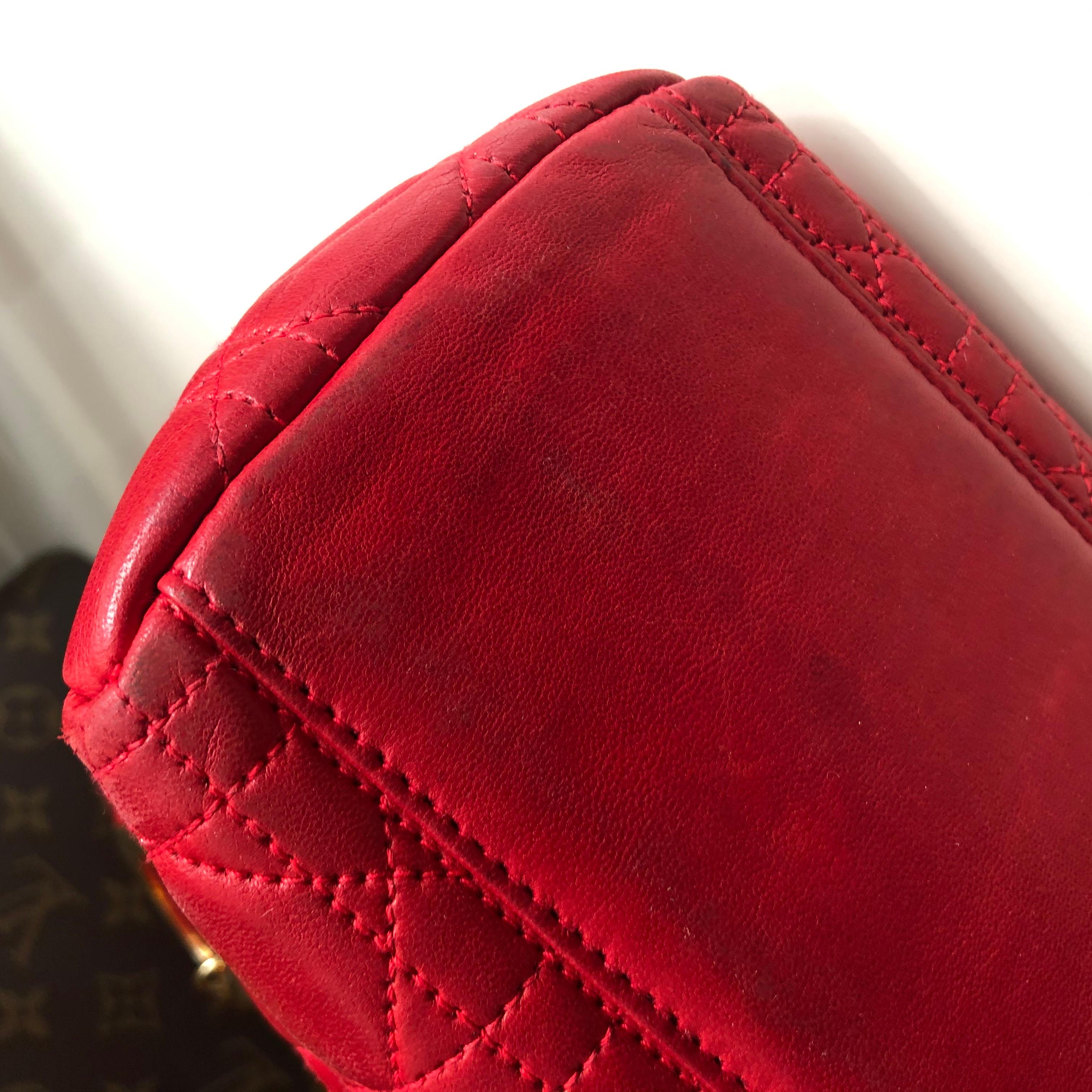Vintage Red Lady Dior Cannage Quilt Lambskin Bag  3