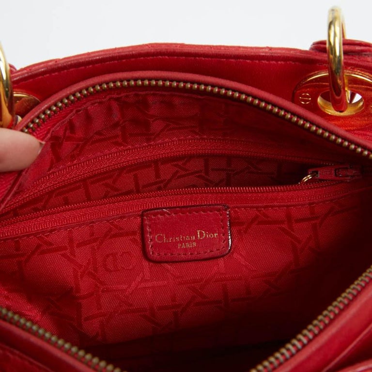 Vintage Red Lady Dior Cannage Quilt Lambskin Bag at 1stDibs | red ...