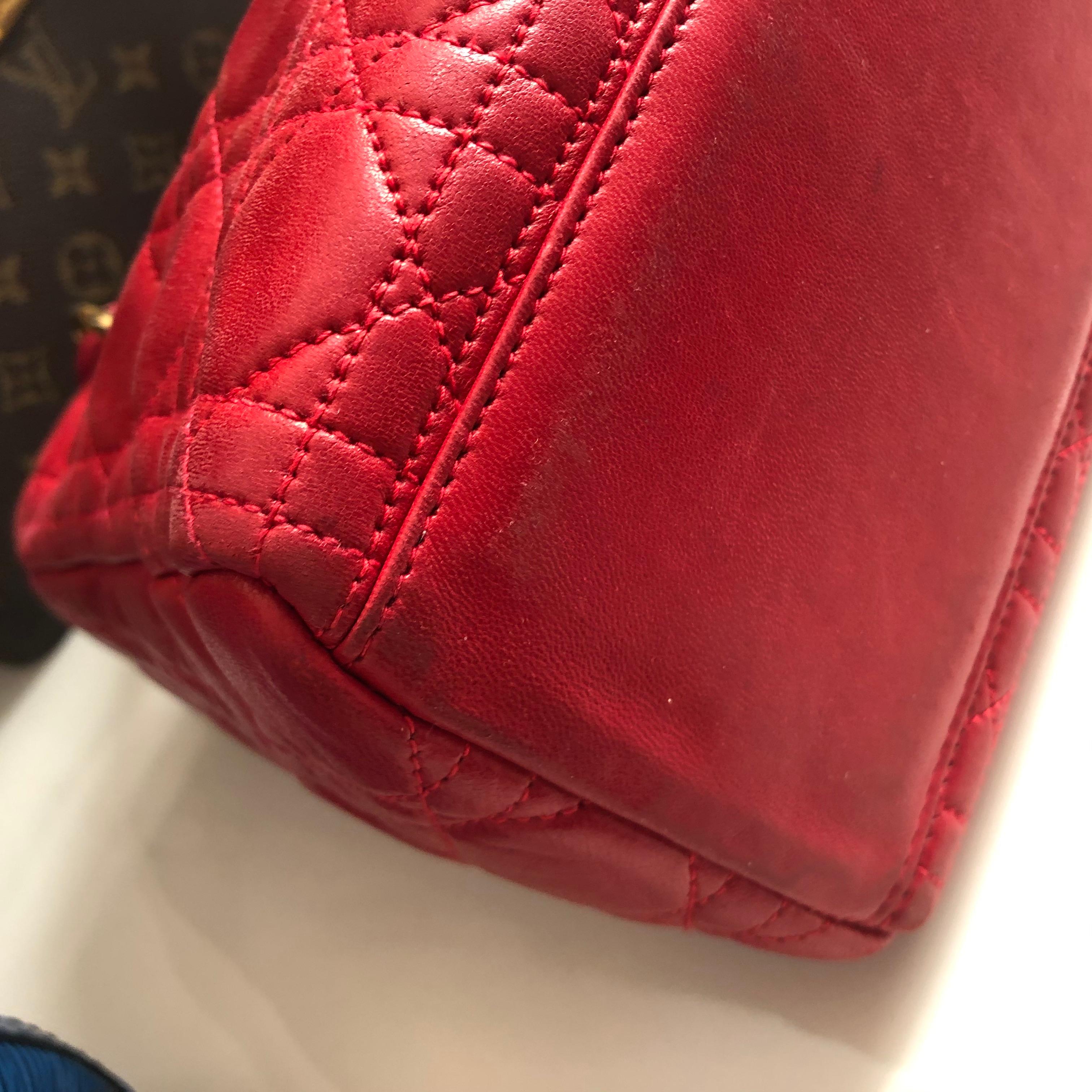 Vintage Red Lady Dior Cannage Quilt Lambskin Bag  1